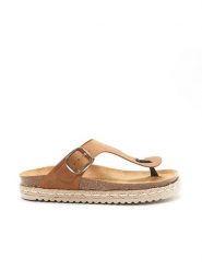 Mandel Japonki "Gala" w kolorze jasnobrązowym rozmiar: 39. Brązowe klapki damskie Mandel, bez wzorów, z otwartym noskiem, bez obcasa, bez zapięcia. Za 136.13 zł.