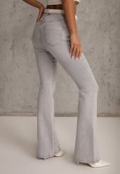 Szare Jeansy Flare High Waist z Bawełny Ginerial. Szare jeansy damskie Renee, z podwyższonym stanem. Za 119.99 zł.