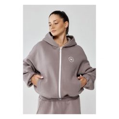 Damska bluza sportowa oversize Rough Radical Trip Hoodie Zip. Brązowe bluzy damskie ROUGH RADICAL, bez wzorów, bez kaptura. Za 175.92 zł.