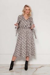 Rozkloszowana Sukienka z Szarfą - Literki. Czarne sukienki damskie Lanti, bez wzorów, z materiału, wizytowe, bez ramiączek. Za 339.90 zł.