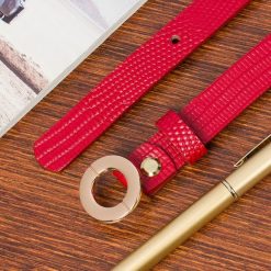 Skórzany pasek damski do spodni sukienki czerwona skóra nat 1,8 cm Beltimore O15 : Kolory - czerwony, Rozmiar pasków - r.100-115 cm. Czerwone paski damskie bez wzorów, ze skóry. Za 49.99 zł.