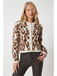 Happiness Istanbul Kardigan w kolorze kremowo-jasnobrązowym rozmiar: S/M. Brązowe kardigany damskie Happiness Istanbul, m, bez wzorów, ze splotem. Za 78.66 zł.