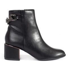 Goodin Czarne botki damskie na eleganckim obcasie. Czarne botki damskie eleganckie, bez obcasa, bez zapięcia. Za 245.97 zł.