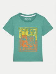 Guess T-Shirt N5GI16 K8HM4 Zielony Regular Fit. Zielone t-shirty i koszulki chłopięce Guess, z aplikacjami, z bawełny, bez kołnierzyka, bez ramiączek. Za 59.99 zł.
