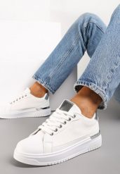 Białe Sneakersy z Przeplataną Wstawką Olimua. Białe obuwie sportowe damskie Renee, bez zapięcia. Za 69.99 zł.