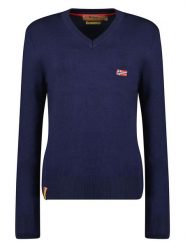 Geographical Norway Sweter "Falonne" w kolorze granatowym rozmiar: XL. Niebieskie swetry klasyczne damskie Geographical Norway, xl, bez kołnierzyka. Za 109.78 zł.