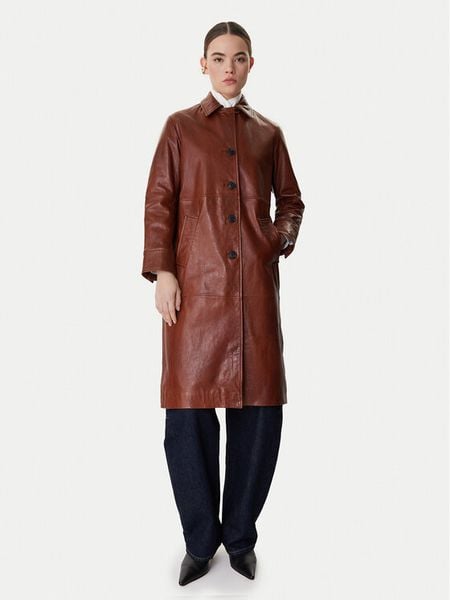 MAX&Co. Płaszcz przejściowy Doppia 2616471021200 Brązowy Regular Fit. Brązowe płaszcze damskie MAX&Co., bez wzorów, ze skóry, bez kaptura. Za 3,179.00 zł.