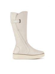 Rieker Kozaki 78853-80 Écru. Kozaki damskie Rieker, ze skóry, bez obcasa, na płaskiej podeszwie, bez zapięcia. Za 519.99 zł.