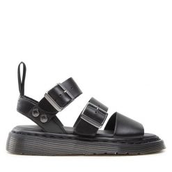 Sandały Dr. Martens. Czarne sandały damskie Dr Martens, bez wzorów, bez obcasa, na płaskiej podeszwie, bez zapięcia. Za 399.99 zł.