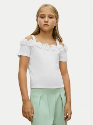 Mayoral Top 6003 Écru Regular Fit. Koszulki i t-shirty dziewczęce Mayoral, bez wzorów, z bawełny, bez kołnierzyka, bez ramiączek. Za 119.99 zł.