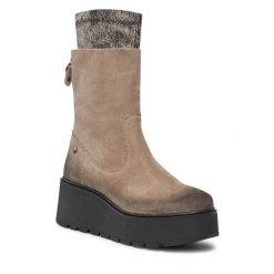 Botki Maciejka. Brązowe botki damskie Maciejka, bez obcasa, na koturnie, bez zapięcia. Za 479.99 zł.