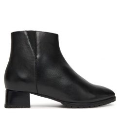Botki Ara. Czarne botki damskie Ara, bez obcasa, na słupku, bez zapięcia. Za 469.99 zł.