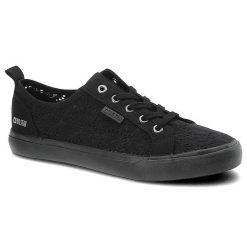 Trampki damskie Big Star, z tekstylną cholewką o ażurowej strukturze sznurowane i z płaską gumową podeszwą zapewniającą stabilność, czarne, JJ274064. Czarne trampki damskie Big Star, w ażurowe wzory, z gumy, przed kostkę, bez zapięcia. Za 109.00 zł.