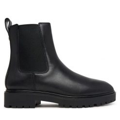 Sztyblety LAUREN RALPH LAUREN. Czarne botki damskie Lauren Ralph Lauren, bez obcasa, na płaskiej podeszwie, bez zapięcia. Za 879.99 zł.