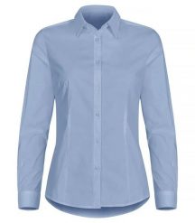 Clique Koszula Stretch Damska Długi Rękaw — regular fit, bawełna z elastanem. Niebieskie koszule damskie CLIQUE, m, bez wzorów, z bawełny, bez kołnierzyka, bez ramiączek. Za 200.33 zł.
