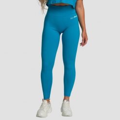 Legginsy damskie fitness z wysokim stanem akwamarynowe Limitless. Niebieskie legginsy damskie GYMBEAM, xs, bez wzorów, z elastanu. Za 112.90 zł.