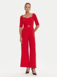Rinascimento Kombinezon CFC0125323003 Czerwony Wide Leg. Czerwone sukienki damskie Rinascimento, bez wzorów, z syntetyku, bez ramiączek. Za 429.99 zł.