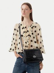 Tory Burch Torebka Charlie Embossed Croc Shoulder Bag 183354 Czarny. Czarne torebki klasyczne damskie Tory Burch, ze skóry, bez dodatków. Za 3,069.00 zł.