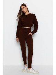 Trendyol 2-częściowy zestaw w kolorze ciemnobrązowym rozmiar: M. Brązowe swetry klasyczne damskie Trendyol, m, bez kołnierzyka. Za 148.96 zł.
