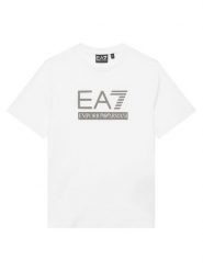 EA7 Emporio Armani T-Shirt 7B000350 AF10375 U0002 Biały Regular Fit. Białe t-shirty i koszulki chłopięce EA7 Emporio Armani, bez wzorów, z bawełny, bez kołnierzyka, bez ramiączek. Za 189.99 zł.
