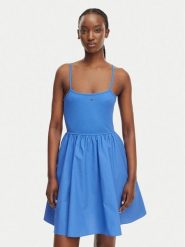 Tommy Jeans Sukienka letnia DW0DW22352 Niebieski Slim Fit. Niebieskie sukienki damskie Tommy Jeans, bez wzorów, z bawełny, bez ramiączek. Za 289.99 zł.