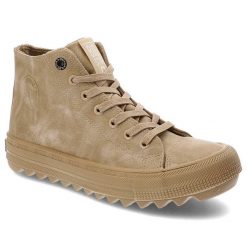 Beżowe Sneakersy Big Star Modne Buty Damskie. Brązowe obuwie sportowe damskie Big Star, na wiosnę, ze skóry ekologicznej, bez zapięcia, trekkingowe. Za 119.00 zł.