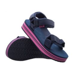 Sandały Lee Cooper LCW-24-05-2754L niebieskie. Niebieskie sandały damskie bez wzorów, z materiału, bez obcasa, bez zapięcia. Za 140.35 zł.
