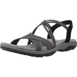 Sandały SKECHERS REGGAE SLIM - TURN IT UP Czarny. Czarne sandały damskie Skechers, bez wzorów, z tkaniny, bez obcasa, bez zapięcia. Za 204.99 zł.