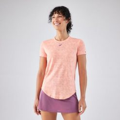 Koszulka do padla damska krótki rękaw Kuikma PTS Dry. Brązowe bluzki damskie KUIKMA, s, bez wzorów, z materiału, bez kołnierzyka, bez ramiączek. Za 74.99 zł.