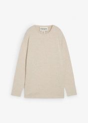 Długa bluza z dzianinowego materiału. Brązowe bluzy damskie bonprix, bez wzorów, z dzianiny, bez kaptura. Za 92.99 zł.