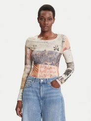 Desigual Bluzka Limbani 25WWTK33 Kolorowy Regular Fit. Bluzki damskie Desigual, xs, bez wzorów, z wiskozy, bez kołnierzyka, bez ramiączek. Za 279.99 zł.