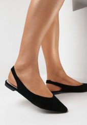 Czarne Sandały Slingback z Noskiem w Szpic Arrilla. Czarne sandały damskie Born2be, bez wzorów, bez obcasa, na płaskiej podeszwie, bez zapięcia. Za 54.99 zł.