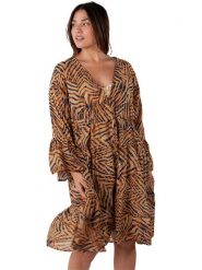 Barts Sukienka "Pacificon" w kolorze czarno-jasnobrązowym rozmiar: onesize. Brązowe sukienki damskie Barts, bez wzorów, z bawełny, bez ramiączek. Za 65.85 zł.