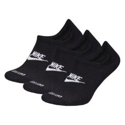 Skarpety Unisex Dla Dorosłych Everyday Plus Z Amortyzacją (zestaw 3 Sztuk). Czarne skarpetki damskie Nike, bez wzorów, z bawełny. Za 130.99 zł.