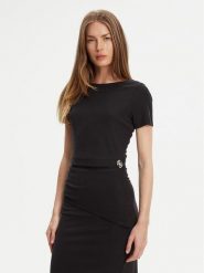 Guess T-Shirt W5YP14 KAQL2 Czarny Regular Fit. Czarne t-shirty damskie Guess, xxl, z aplikacjami, z syntetyku, bez kołnierzyka. Za 149.99 zł.