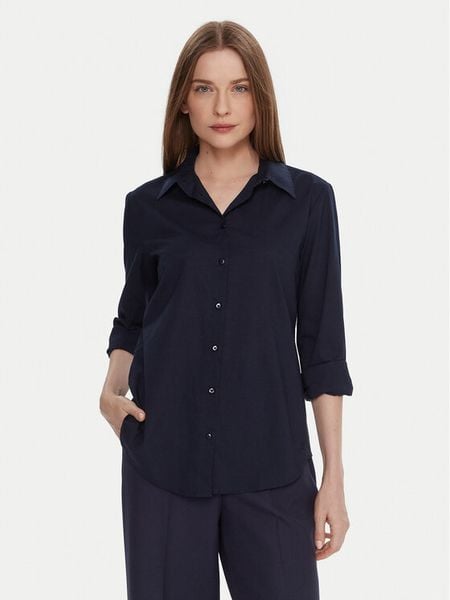 United Colors Of Benetton Koszula 5WPQDQ0AX Granatowy Regular Fit. Niebieskie koszule damskie United Colors Of Benetton, s, bez wzorów, z bawełny, bez kołnierzyka, bez ramiączek. Za 119.99 zł.