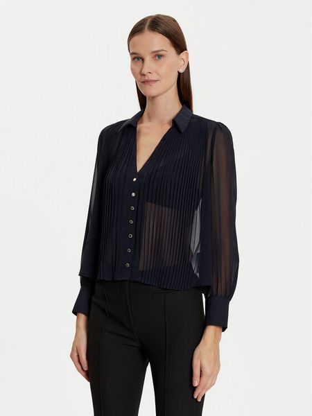 Morgan Koszula 242-CPLIA Granatowy Regular Fit. Niebieskie koszule damskie Morgan, bez wzorów, z syntetyku, bez kołnierzyka, bez ramiączek. Za 179.99 zł.