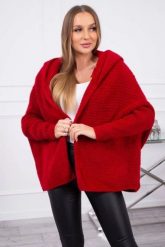 Sweter z kapturem i rękawami typu nietoperz czerwony. Czerwone swetry klasyczne damskie KESI, l, z poliesteru, bez kołnierzyka, plus size. Za 123.43 zł.