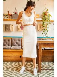 Olalook 2-częściowy zestaw w kolorze białym rozmiar: M. Białe spódnice damskie Olalook, m, bez wzorów, midi. Za 41.49 zł.