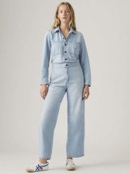Levi's Kombinezon dżinsowy w kolorze błękitnym rozmiar: L. Niebieskie kombinezony damskie Levi's, l, bez wzorów, z bawełny, bez kołnierzyka, bez ramiączek. Za 264.95 zł.