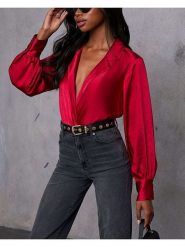 Milan Kiss Bluzka w kolorze czerwonym rozmiar: L. Czerwone bluzki damskie Milan Kiss, l, bez wzorów, bez kołnierzyka, bez ramiączek. Za 165.31 zł.