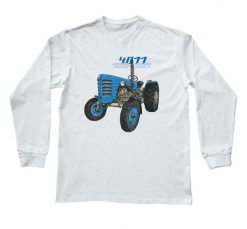 Zetor 4011 — bluzka z długim rękawem (Rozmiar: M (dorosła); Kolor koszulki: biały; Rodzaj nadruku: Zetor 4011). Białe bluzki damskie nikiniki, m, bez wzorów, z bawełny, bez kołnierzyka, bez ramiączek. Za 99.00 zł.