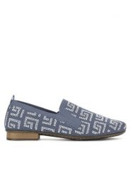Rieker Lordsy 51953-12 Niebieski. Niebieskie półbuty damskie Rieker, bez wzorów, z materiału, bez obcasa, bez zapięcia. Za 179.99 zł.