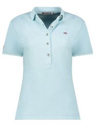 Geographical Norway Koszulka polo "Kars" w kolorze błękitnym rozmiar: XXL. Niebieskie bluzki damskie Geographical Norway, xxl, bez wzorów, z bawełny, bez kołnierzyka, bez ramiączek. Za 74.63 zł.