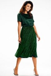 Elegancka sukienka midi z kimonowym rękawem zielona. Zielone sukienki damskie Awama, bez wzorów, eleganckie, bez ramiączek. Za 399.00 zł.