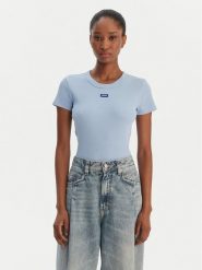 HUGO T-Shirt Easy 50523924 Błękitny Slim Fit. Niebieskie t-shirty damskie Hugo, xs, bez wzorów, z bawełny, bez kołnierzyka. Za 199.99 zł.