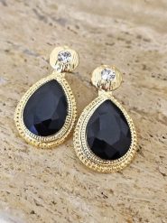 Luja Bijoux Pozłacane kolczyki-wkrętki z cyrkoniami rozmiar: onesize. Czarne kolczyki damskie Luja Bijoux, z agatem, pozłacane. Za 65.85 zł.