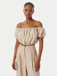 Guess Bluzka W6GHA1 W2447 Beżowy Regular Fit. Brązowe bluzki damskie Guess, l, z aplikacjami, ze lnu, bez kołnierzyka, bez ramiączek. Za 344.99 zł.