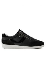 Geox Sneakersy D Myria D4568B 08522 C9999 Czarny. Czarne obuwie sportowe damskie Geox, ze skóry, bez zapięcia. Za 369.99 zł.