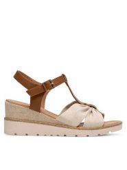 Clara Barson Sandały WS6253-06 Beżowy. Brązowe sandały damskie Clara Barson, bez wzorów, z materiału, bez obcasa, na koturnie, bez zapięcia. Za 119.99 zł.